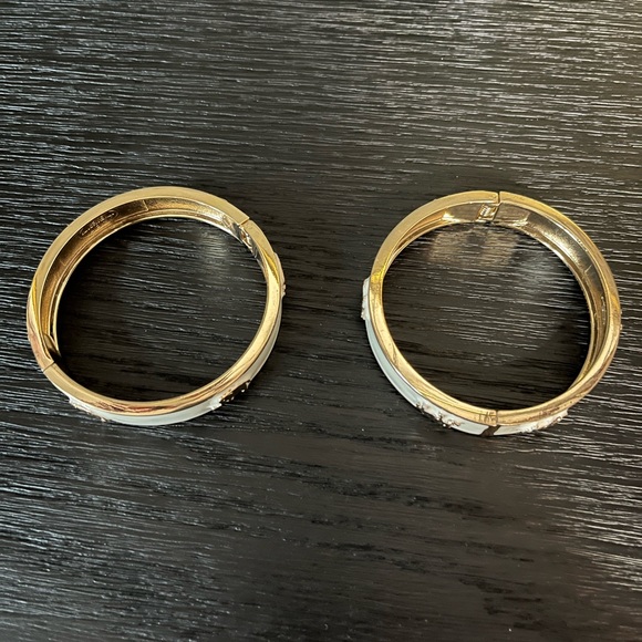 Amrita Singh Gold and White Enamel Hinged Bangle - Picture 8 of 10